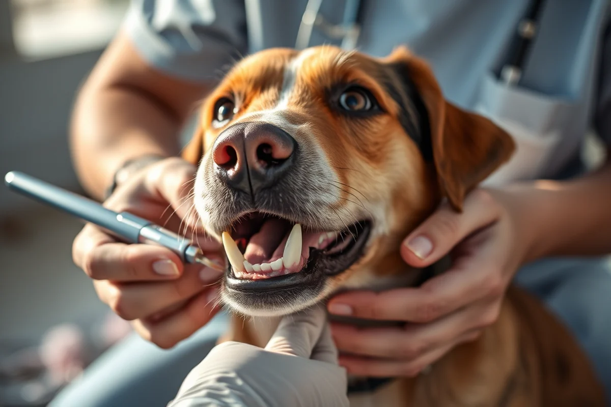 old dog getting teeth cleaned — Old Dog Getting Teeth Cleaned (step by step)